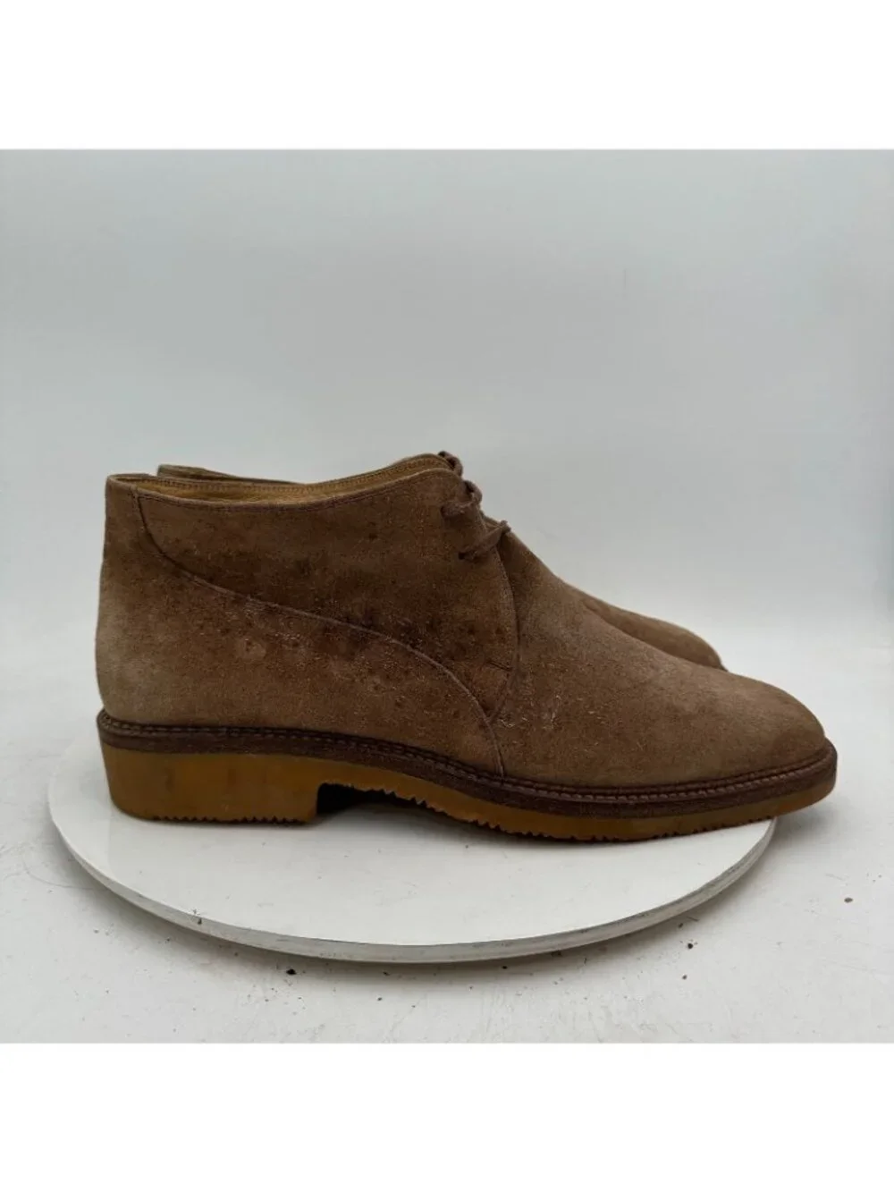 Salvatore Ferragamo Men 12 Brown Suede Plain Toe Lace Up Chukka Boot Italy